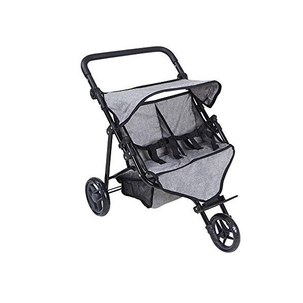 KNORRTOYS.COM- Knorrtoys 16722 Duo Poussette pour poupée jumelle, Couleur : Gris Jean, 64 x 48 x 55 cm