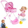 Poupée pour Enfant, 48×27×53cm Landau Poupées, Jouet Jeu Rôle, Poupée Pliable, Poussette Landeau Bebe pour Poupée, Poussette 
