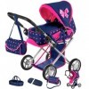 Kinderplay Poussette Poupee, Poussette Jouet - Poignée de la Poussette Entre 36.5 et 64 cm, avec Prise Souple, 3en1, KP0200T