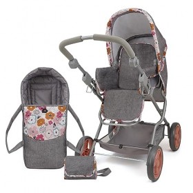509 Crew Melange Flora Deluxe Poussette de poupée 3 en 1 - Jouet à roulettes pour enfants à partir de 3 ans