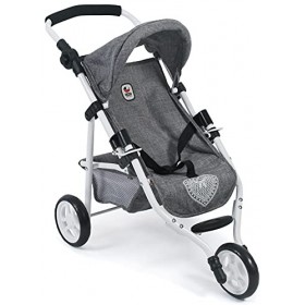 Bayer Chic 2000 - Poussette pour poupée Lola, Poussette de Jogging, Poussette de poupée, Poussette pour poupée, Jeans Gris