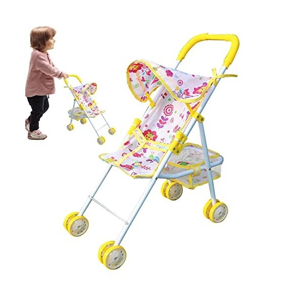 Poussette pour poupées,Poussette Pliable pour poupée avec Panier inférieur | Poussette Jouet pour Filles pour Une Utilisation