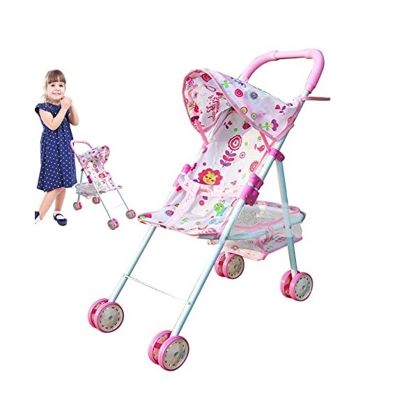 Poussette pour poupées,Poussette Pliable pour poupée avec Panier inférieur | Poussette Jouet pour Filles pour Une Utilisation