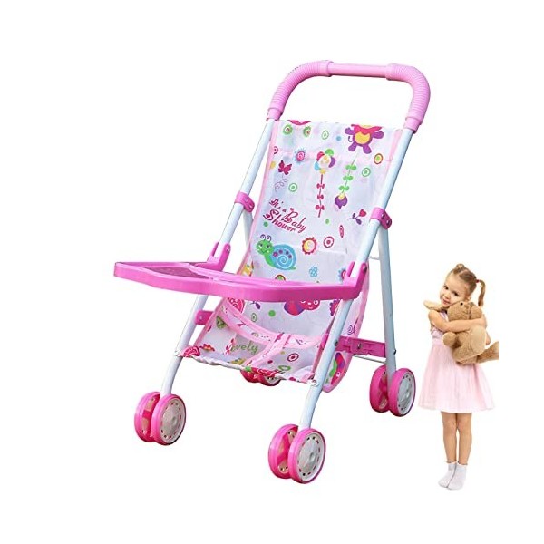 Poussette pour poupées,Poussette Pliable pour poupée avec Panier inférieur | Poussette Jouet pour Filles pour Une Utilisation