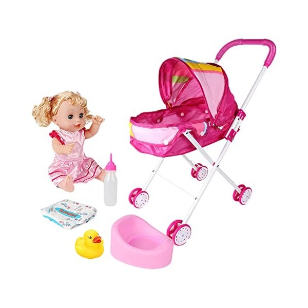 Poussette Jouet pour Fille – Ensemble de Poussette pour poupées, poupée Incluse, Ensemble de Jeu Amusant, Ensemble de Jeu pou