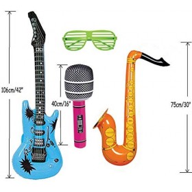 Lot de 5 grands ballons gonflables pour fête denfants - Accessoires pour instruments de musique amusants - Pour guitare, sax