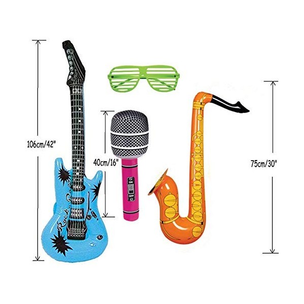 Lot de 5 grands ballons gonflables pour fête denfants - Accessoires pour instruments de musique amusants - Pour guitare, sax