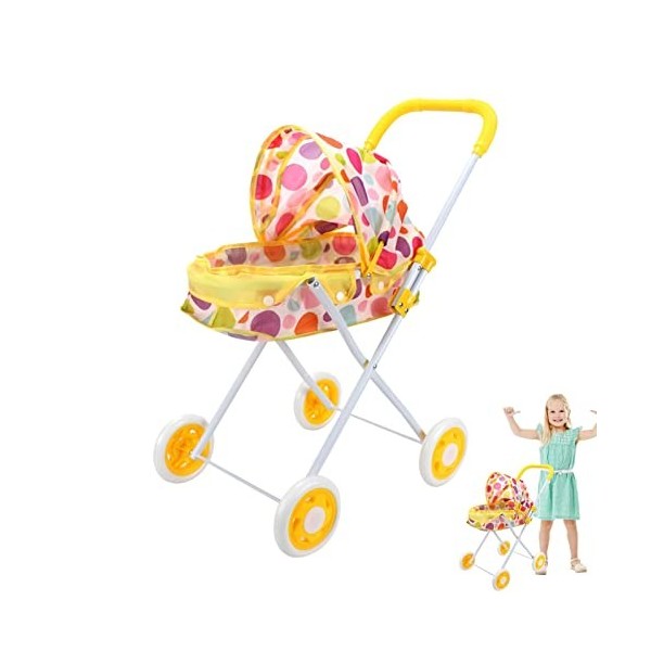 FASSME poupée bébé,Poussette bébé réaliste pour poupées Pliable | Accessoires poupée avec poignée Confortable pour bébé poupé