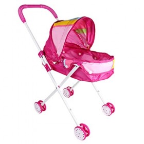 poupée, Poussette réaliste 2 en 1 pour poupées, Landau détachable avec auvent rétractable et poignée Souple, nacelle Durable 