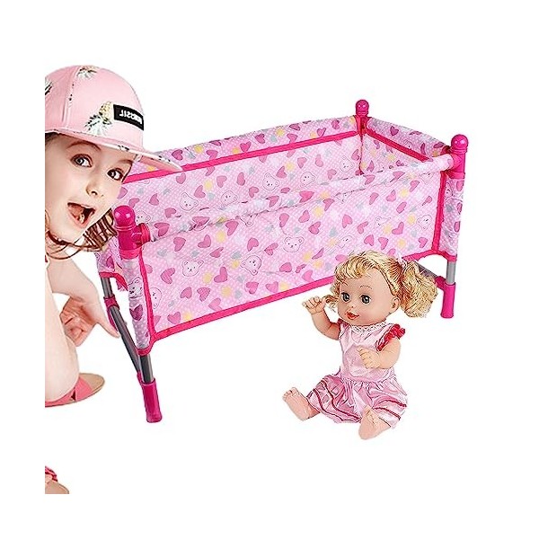 Ensemble de poussette de poupée - Poussette Jouets avec Panier Rose Poussette de Poupée - Poussette de poupée pour filles de 