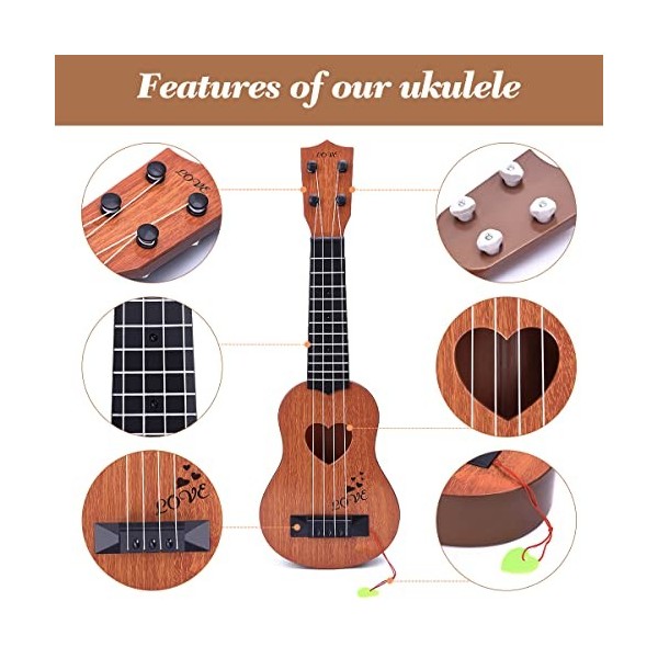 TODARRUN Jouet musical ukulélé guitare instrument classique avec 4 cordes réglables pour améliorer les compétences de jeu des