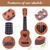 TODARRUN Jouet musical ukulélé guitare instrument classique avec 4 cordes réglables pour améliorer les compétences de jeu des