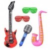 MIVAIUN 5 Pièces Guitare Gonflable Instrument Gonflable Saxophone Accessoires Articles Fête Faveurs Fête Rock Décorations Jeu