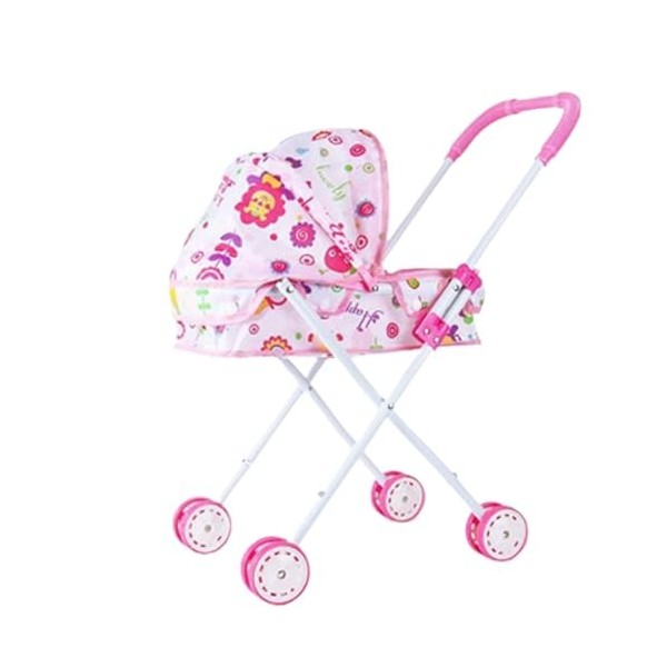 Poussette de poupée, 54 cm / 21 Pouces de Jouet bébé Pliable Pram avec canopée, Poussette Jouet à capacité réglable, poignée 