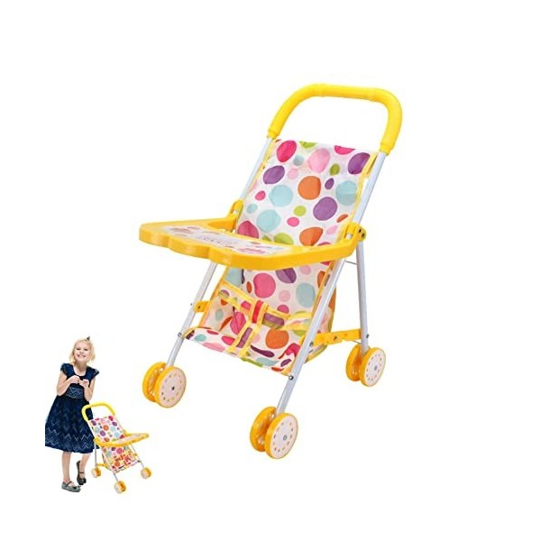 poupée - Poussette légère pour bébé avec Poteau en Acier Pliable - Accessoires poupée avec poignée Confortable pour bébé poup