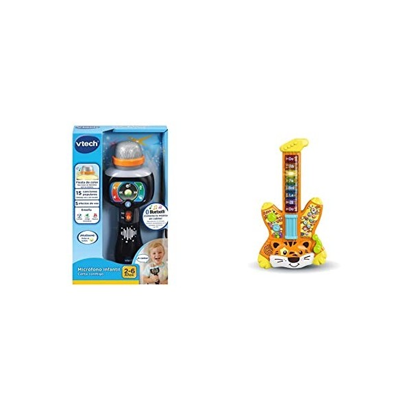 VTech Microphone pour Enfants karaoké Chante avec Moi, Jouet pour Enfants +2 Ans, Version espagnole, Noir & Guitare Électriqu