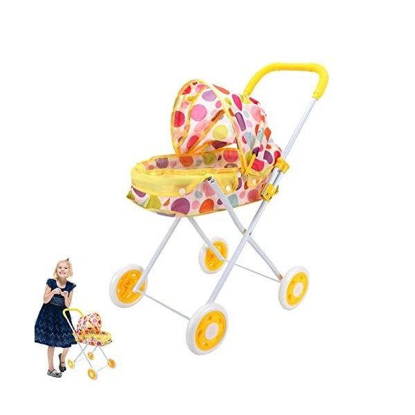 Poussette Jouet,Poussette légère pour bébé avec Poteau en Acier Pliable - Chariot Famille daccessoires poupée bébé avec Gran