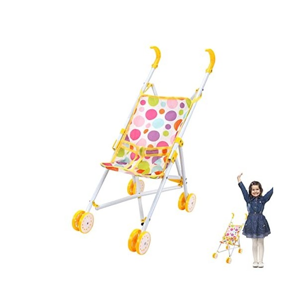 Poussette Jouet - Poussette légère pour bébé avec Poteau en Acier Pliable - Bébé Poussette Jouet Trolley Jouet Impression Jau