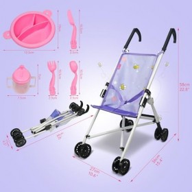 Anivia Poussette de Poupée, Poussette de Poupée pour Filles de 2 Ans, Poussette de Poupée, Jouets de Poussette avec Ustensile