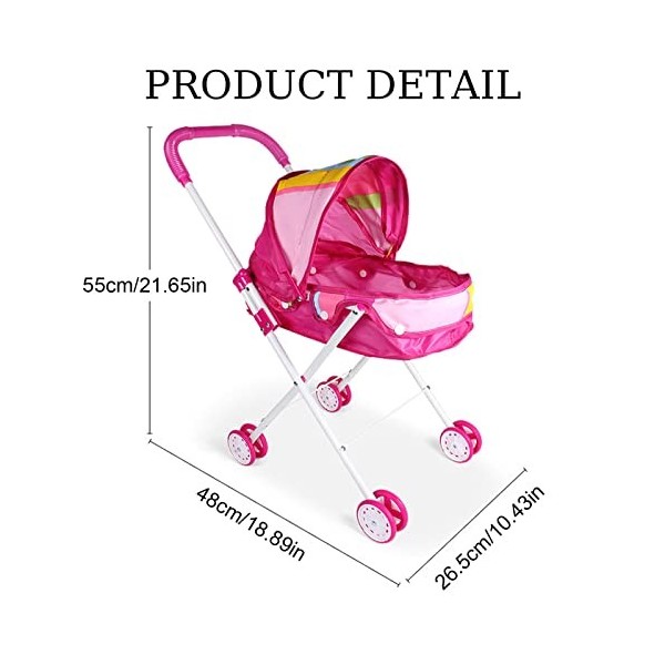 Jouets De Poussette pour Les Tout-Petits, Poussette De Poupée Pliable pour Bébés, Poussette De Jeu pour Enfaants, Landau De P