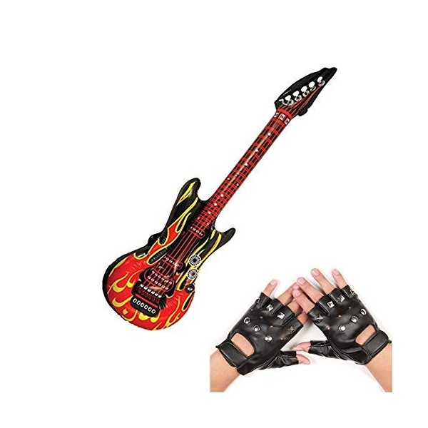 RichMoho Kit de fête punk rocker, gants gonflables pour guitare punk rocker