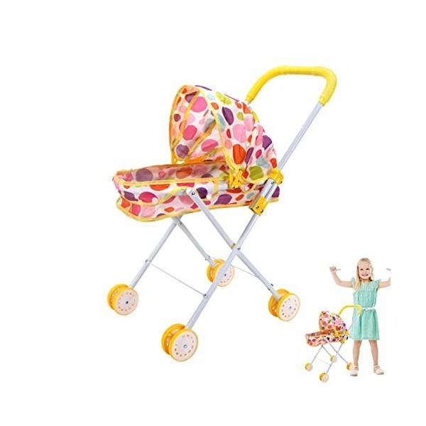 Huaxingda poupée bébé | Poussette poupée Iron Pole pour Tout-Petits Pliable,Accessoires poupée avec poignée Confortable pour 