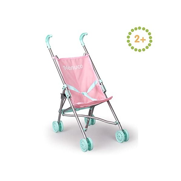 Nenuco - Poussette en métal, Poussette Rose et Bleu, Pliable pour emmener bébé Nenuco pour Une Promenade et Jouer avec Les po