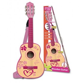 Bontempi Girl - GSW 7571/s - Guitare en Bois avec Sangle Et Autocollants - Rose Laqué - 75 Cm
