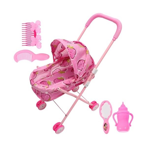 Gadpiparty Poupée Poussette Jouets Enfants Simulé Poussette Modèle Ensemble De Jeu avec Accessoires De Poupée Bébé Poupée Cha