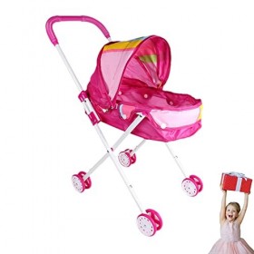 2 en 1 Landau de poupées, Poussette de poupée Pliable, Réaliste, Réglable et Pliable Poussette Jouet, Poussette de Luxe pour 
