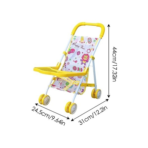 Landau poupée bébé, poupée denfan, Jouet Toldder, Jouet Pliable Poussette poupée avec Le Sac et Le Support réglable poignée 