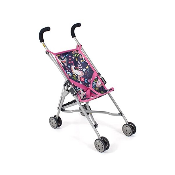 Bayer Chic 2000 Poussette pour poupée Roma, Mini Buggy, Licorne, Bleu Marine, Rose, 601-43