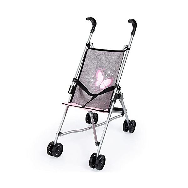 Bayer Design Poussette pour Poupon, Poussette Jogger, Pliable, Con cinturón de seguridad, Gris, Rose, Papillon 30533AA