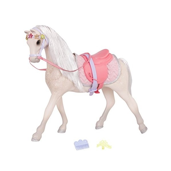 Glitter Girls Jouet 14-inch Toy Horse – Shiny White Mane & Tail – Tiara & Removable Saddle Accessories – Kids 3 Years + – Sta