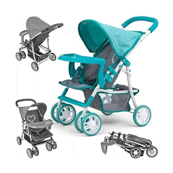 Milly Mally Kate Landau Poupées Pliable pour Les Filles à Partir de 3 Ans avec Canopy Roues en Mousse Sangles Candy