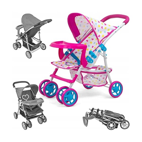 Milly Mally Kate Landau Poupées Pliable pour Les Filles à Partir de 3 Ans avec Canopy Roues en Mousse Sangles Candy