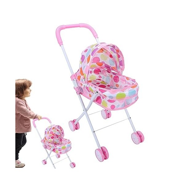 Poussette pour Poupée - Poussette De Poupée Pliable | Poussette Bebe Jouet Fille | Poussette De Poupée | Jouet De Jeu De Rôle