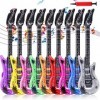 Lot de 9 guitares gonflables multicolores - 9 couleurs - Pour décoration de fête rock