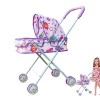 Jouer Poussette de poupée, Poussette de poupée pour Enfant Facile à Plier, Accessoires de poupée pour Fille à partir de 3 Ans