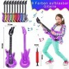 Lot de 9 guitares gonflables multicolores - 9 couleurs - Pour décoration de fête rock