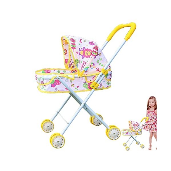 Jouer Poussette de poupée, Poussette de poupée pour Enfant Facile à Plier, Accessoires de poupée pour Fille à partir de 3 Ans