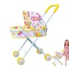 Jouer Poussette de poupée, Poussette de poupée pour Enfant Facile à Plier, Accessoires de poupée pour Fille à partir de 3 Ans