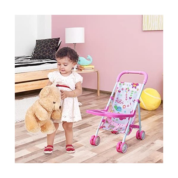 Jouer Poussette, Poussette Jouet avec Panier inférieur pour, Poussette pour Filles à partir de 3 Ans, Cadeau pour, Accessoire