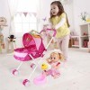 yidin poupée pour Tout-Petits | Jouet Poussette pour bébés | poupée Pliable avec auvent rétractable, Accessoires poupée pour 