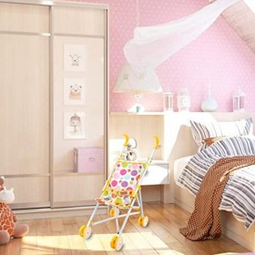 Poussette Jouet | Poussette légère pour bébé avec Poteau en Acier Pliable - Chariot bébé Impression Jaune Unique avec poignée