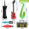 JEFFOUOO Lot de 8 accessoires gonflables pour fête - Guitare gonflable - Saxophone - Microphone gonflable pour téléphone port