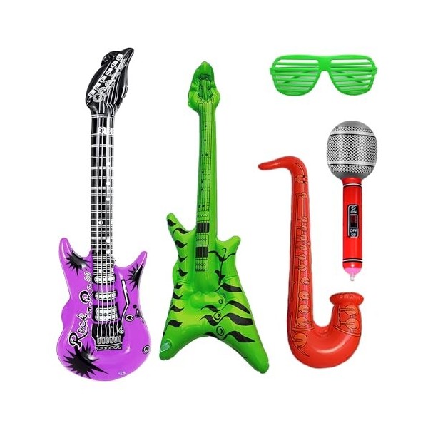 JEFFOUOO Lot de 8 accessoires gonflables pour fête - Guitare gonfla