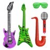 Lot de 5 instruments de musique gonflables, accessoires de fête, guitare gonflable, accessoires de fête, décorations de fête 