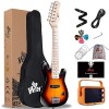Winzz Mini guitare électrique 30 pouces pour enfants avec touche en érable pour débutants avec amplificateur Sunburst 