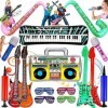 WTpin 16 Pièces Ensemble Dinstruments Gonflables, Colorés Gonflables Instruments, Instrument de Musique Gonflable, Guitare G